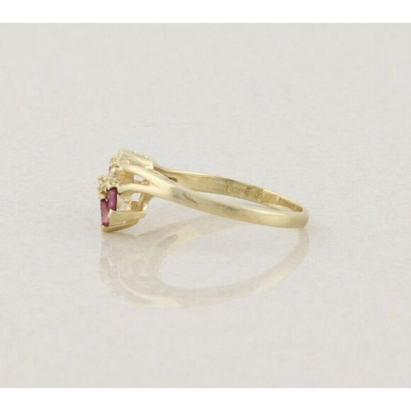 10k Yellow Gold Natural Ruby & Diamond Ring Size 9 1/4 - Picture 6 of 7